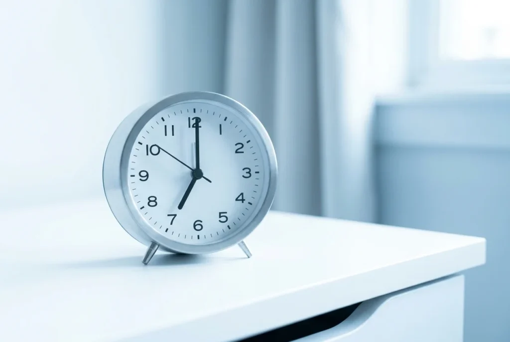 Minimalist clock on white surface