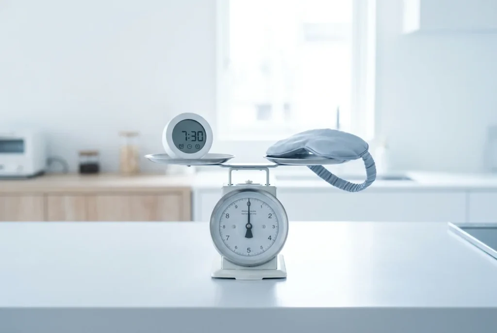Scale with clock and sleep mask